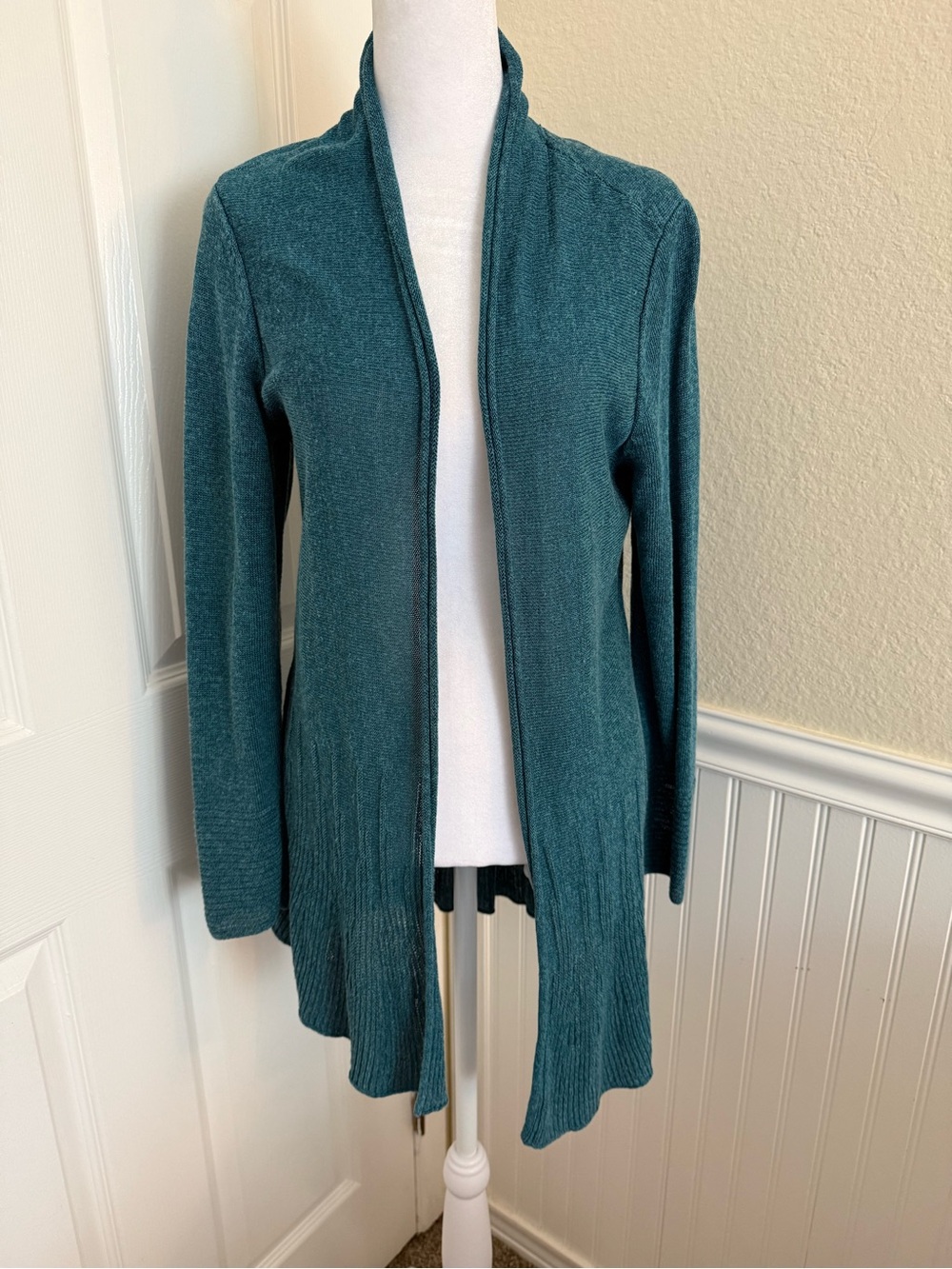 NIC+ZOE Open-Front Teal Cardigan Sweater